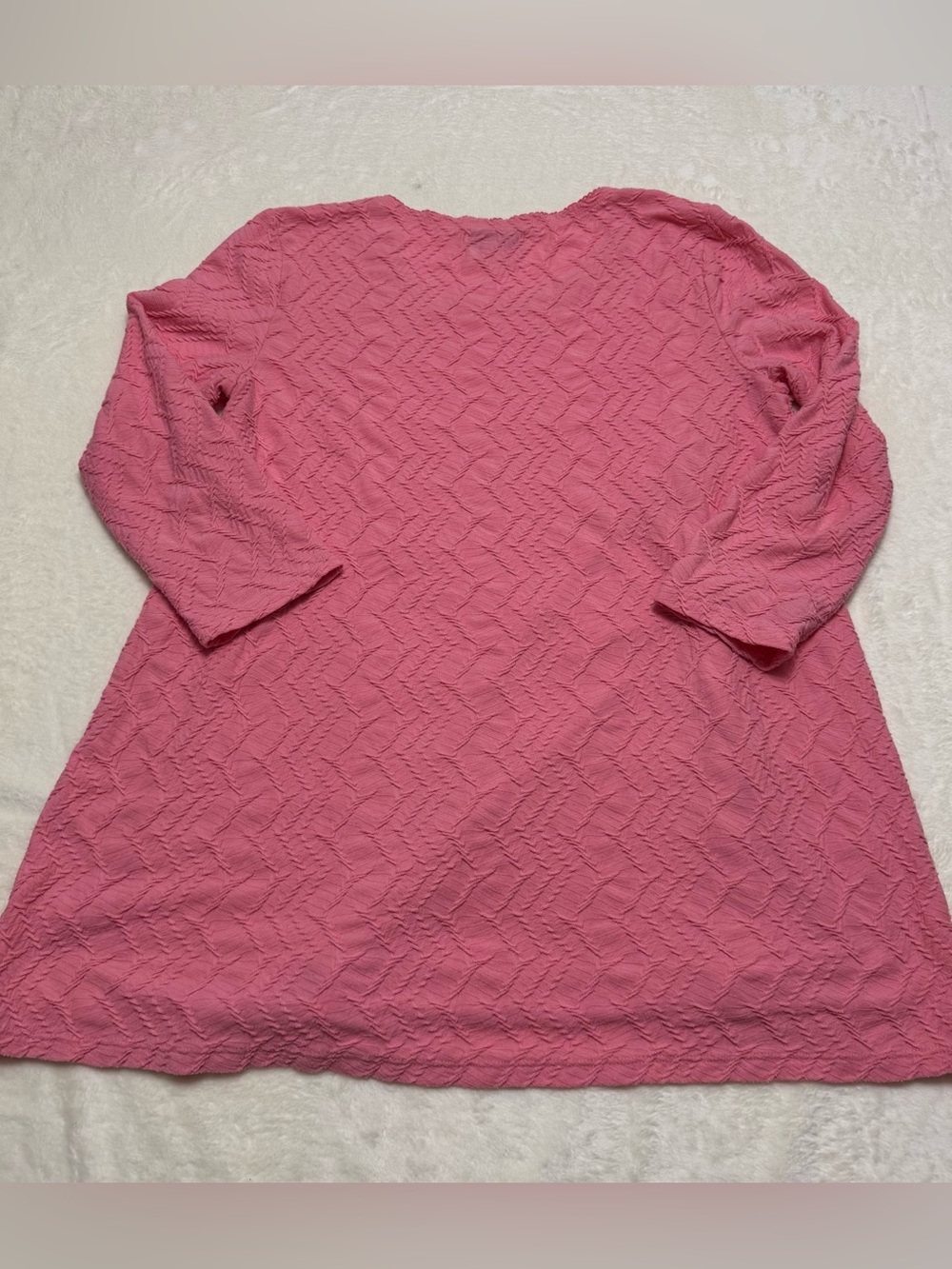 Kim Rogers Coral Pink Textured Shirt Tunic Top Womens Small Preppy Pastel Office - Picture 6 of 6